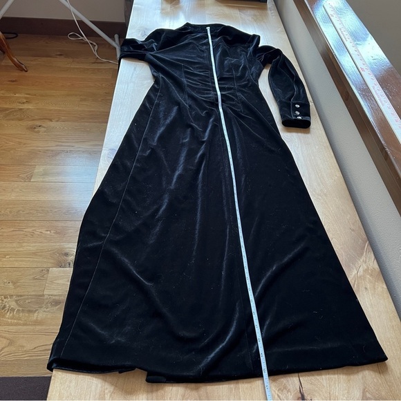THOMO DRESS 34-XS MAXI VINTAGE VELVET BUTTON FRONT WESTERN FLAIR WITCHY GOTH - Picture 10 of 13